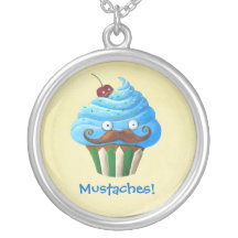 Mustached Cupcake Personalized Necklace