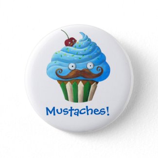 Mustached Cupcake Pinback Button