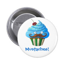 Mustached Cupcake Pinback Button