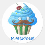Mustached Cupcake Round Sticker