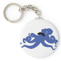 mustached octopus with a monocle key chains