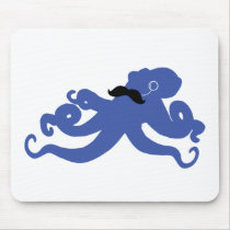 mustached octopus with a monocle mousepad