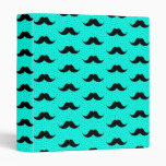 Mustaches Pattern Aqua 3 Ring Binder