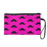 Mustaches Pattern Pink Wristlet Clutches