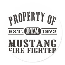 Mustang Fire Fighter Round Stickers