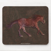 Mustang Logo Horse Art on 2-D Faux-leather Mousepad