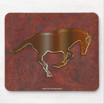 Mustang Logo Horse Art on 2-D Faux-leather Mousepads
