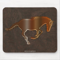 Mustang Logo Horse Art on 2-D Faux-leather Mousepad