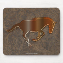 Mustang Logo Horse Art on 2-D Faux-leather Mousepad