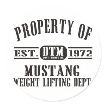 Mustang Weight Lifting! Round Sticker