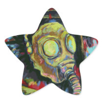 Mustard Yellow, Gas Mask Art Products Star Stickers