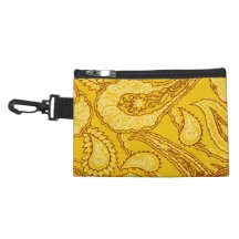 Mustard Yellow Paisley Print Summer Fun Girly Accessory Bag