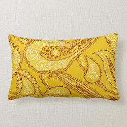 Mustard Yellow Paisley Print Summer Fun Girly Pillow