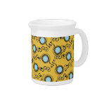Mustard yellow polka dot pattern beverage pitcher