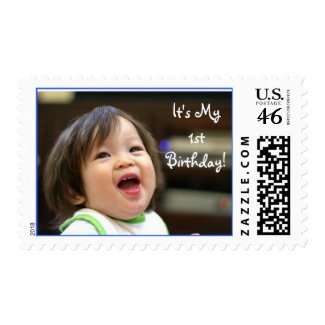 Must've Been Funny, It's My 1st Birthday! stamp