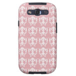 muted carnation pink and cream white damask galaxy s3 case