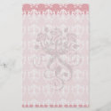 muted carnation pink and cream white damask