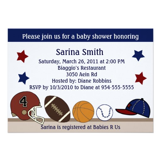 MVP/Sports Baby Shower/Birthday Party Invitations (front side)