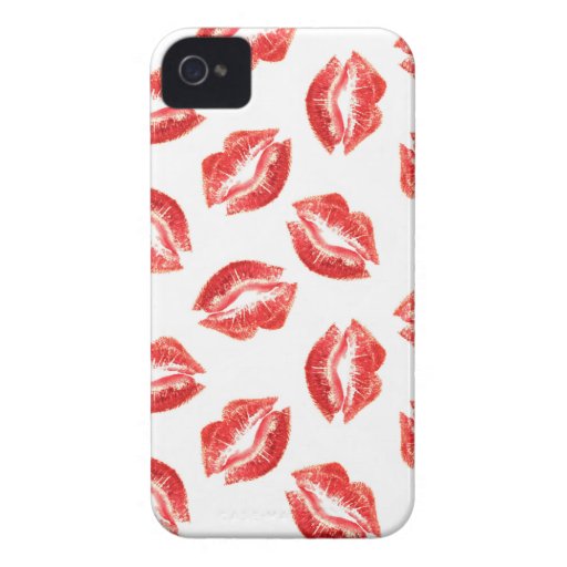 Mwah! Red Lips Kiss Pattern iPhone 4 Case-Mate Cases