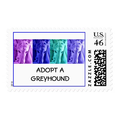 Mx4 design ADOPT A GREYHOUND postage stamps by lmlampe