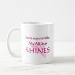 My all-star shines:  Proud cheer mom coffee mugs