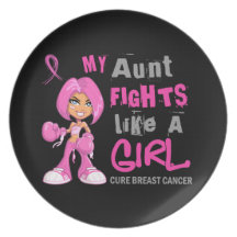 My Aunt Fights Like a Girl 42.9 Breast Cancer Party Plate