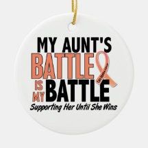 My Battle Too Aunt Uterine Cancer Christmas Ornament