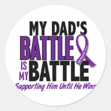 My Battle Too Dad Pancreatic Cancer Round Sticker