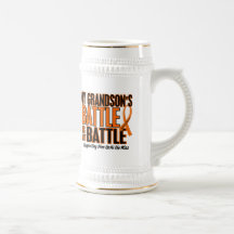 My Battle Too Grandson Leukemia Coffee Mugs