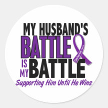 My Battle Too Husband Pancreatic Cancer Round Sticker