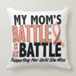 My Battle Too Mom Uterine Cancer Throw Pillows