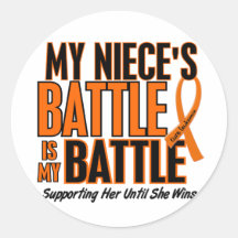 My Battle Too Niece Leukemia Round Stickers