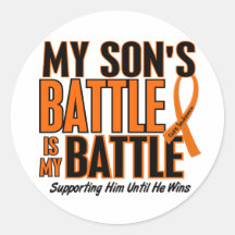My Battle Too Son Leukemia Round Sticker