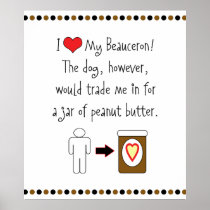 My Beauceron Loves Peanut Butter Poster