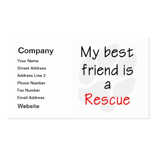 My Best Friend is a Rescue Dog Business Card Templates