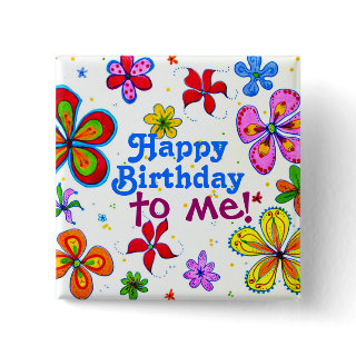 My Birthday Illustrated Pin/Button button