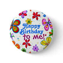 My Birthday Illustrated Pin/Button
