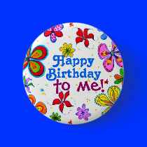 My Birthday Illustrated Pin/Button
