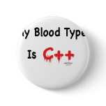 My blood type is c++ pinback buttons