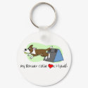 My Border Collie Loves Flyball Keychain (Brown) by MenagerieMayhem My Border Collie Loves Flyball Keychain (Brown)