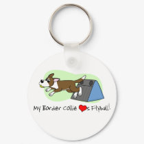 My Border Collie Loves Flyball Keychain (Brown) by MenagerieMayhem My Border Collie Loves Flyball Keychain (Brown)