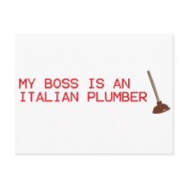 My Boss Is An Italian Plumber - Mario Video Game Postcard