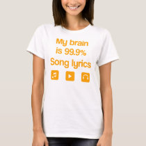 music, funny, lovers music, humor, 99.9 percent, love music, cool, cute, icons, shirt, orange, fun, song, love, Shirt with custom graphic design