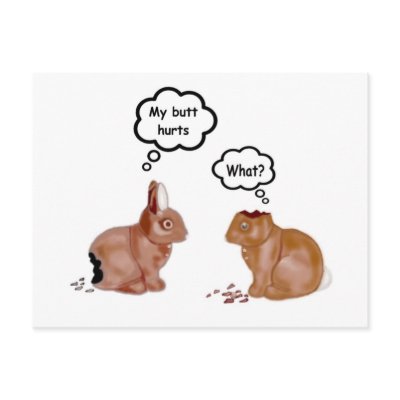 My Butt Hurts Bunnies Postcard by Cats_Meow