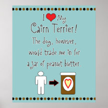 My Cairn Terrier Loves Peanut Butter Poster