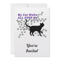 My Cat Walks All Over Me Personalized Invite