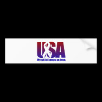 My child keeps us free. USA Blue Red bumper stickers