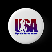 My child keeps us free. USA Blue Red buttons