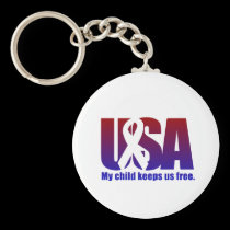 My child keeps us free. USA Blue Red keychains