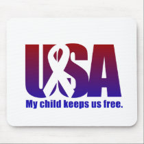 My child keeps us free. USA Blue Red mousepads